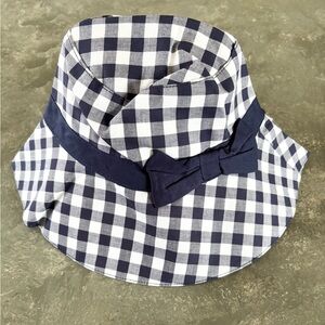 Janie and Jack navy blue and white plaid bucket hat size 12-24 months new